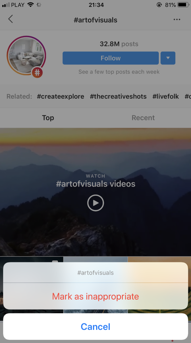 hashtag reporting instagram