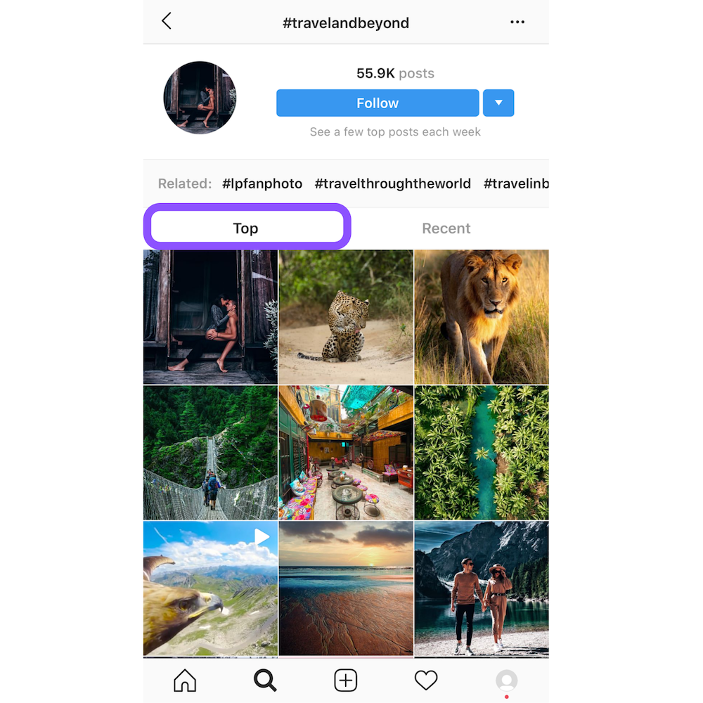 top nine on instagram view