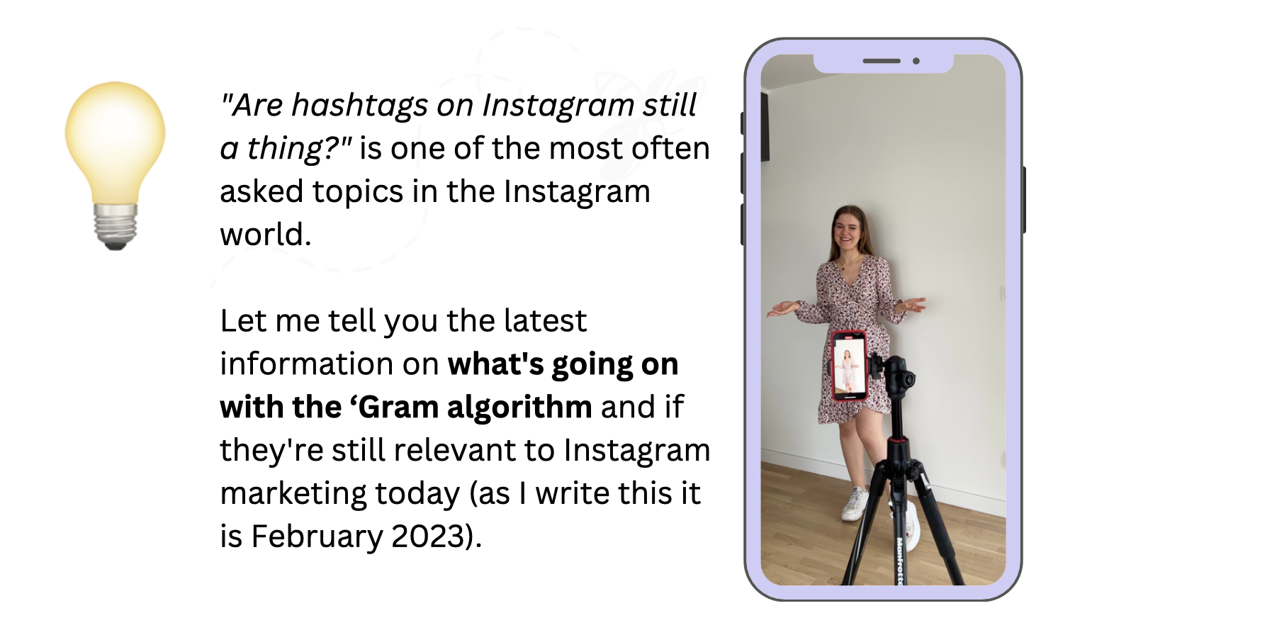 screenshot with blonde girl, influencer creator, explaining whether using hashtags gets you more likes on instagram in 2023