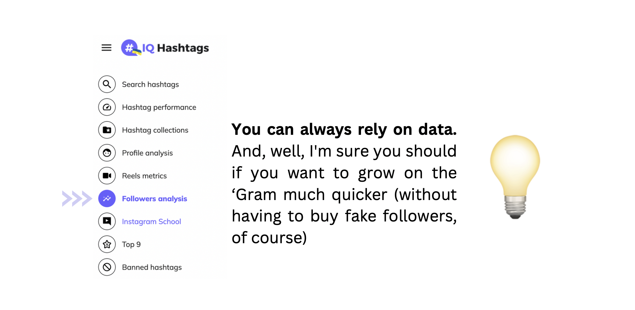 screenshot from the instagram analytics tool where you can track your growth instead of buying fake followers